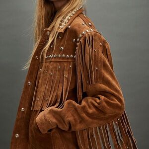 Studded Fringe Suede Jacket